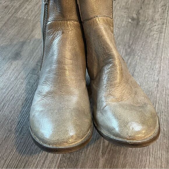 SILVANO SASSETTI Gray Leather Zipper Ankle Boots - Picture 5 of 13